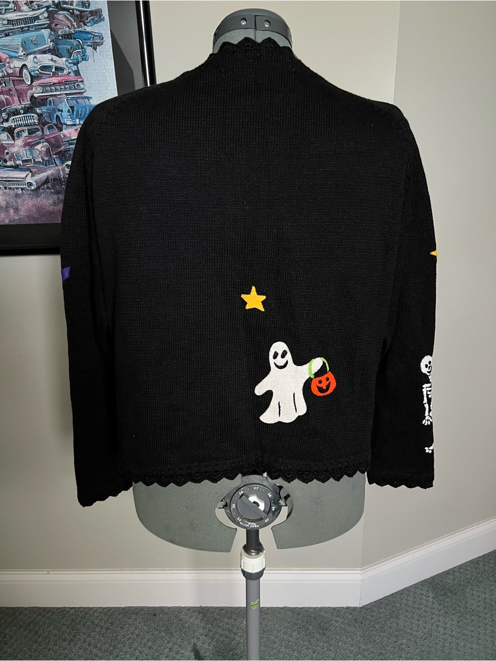 Michael Simon M Halloween Cardigan Sweater Hotel Transylvania Pumpkin Star Bats - Picture 2 of 7